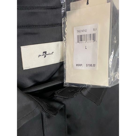 New 7 For All Mankind Black Long Sleeve Blouse Size Large - Picture 3 of 3